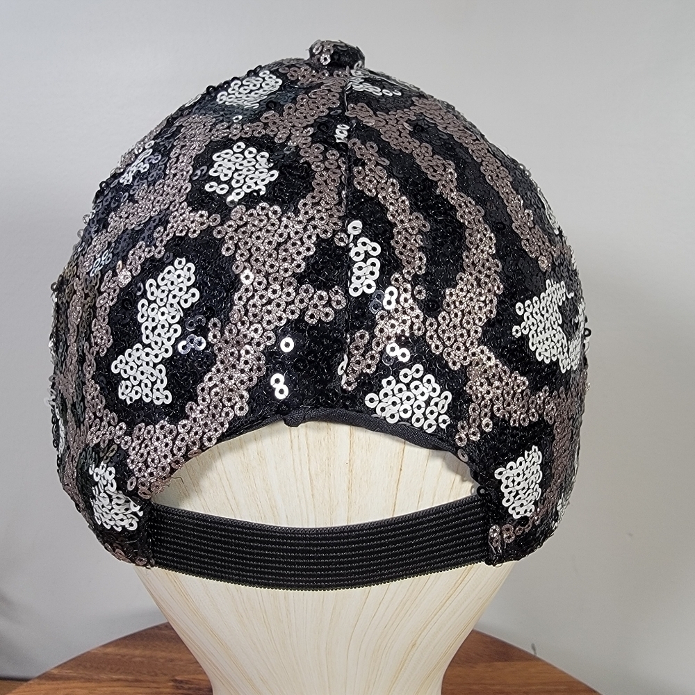 Sequin Leopard Pattern Animal Print Ball Cap Wome… - image 5